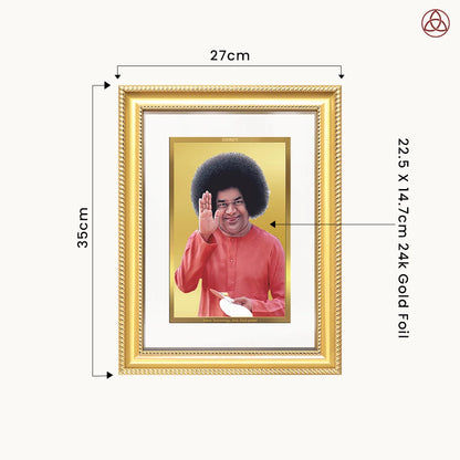 Sri Sathya Sai Baba | Avatar of Love and Universal Harmony Wall Photo Frame in 24K Gold Plated Foil