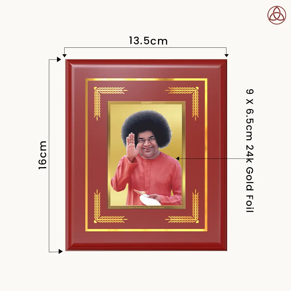 Sathya Sai Baba | Avatar of Love and Universal Harmony Wall & Tabletop Photo Frame in 24K Gold Plated Foil