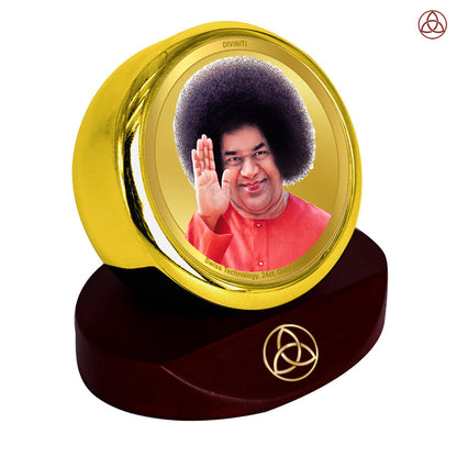 Satya Sai Baba | Divine Sai Baba Car Dashboard & Tabletop Photo Frame in 24K Gold Plated Foil