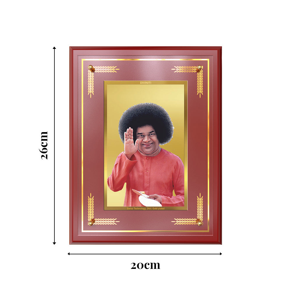 Sathya Sai Baba | Avatar of Love and Universal Harmony Wall & Tabletop Photo Frame in 24K Gold Plated Foil