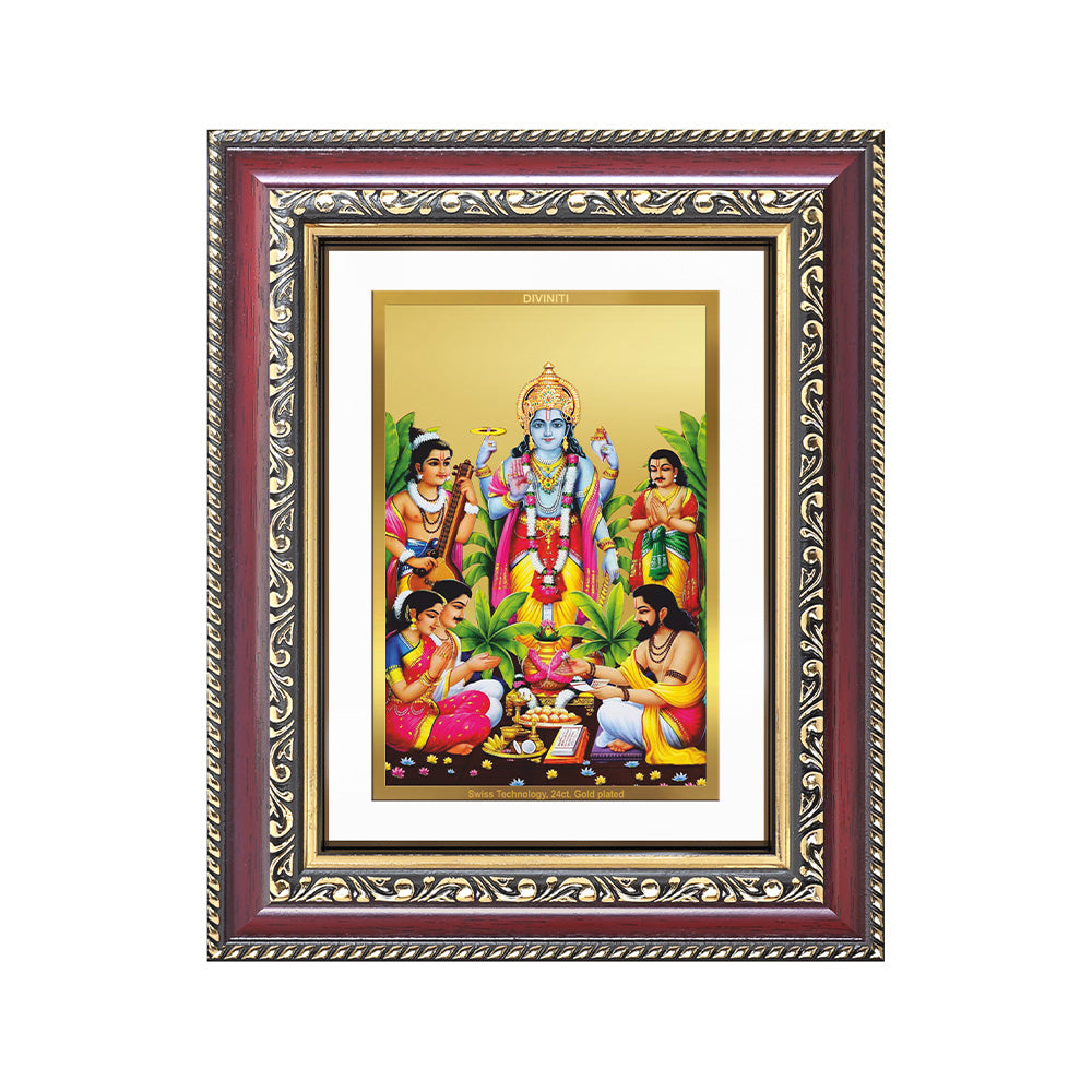Lord Satyanarayana | Divine of Truth and Prosperity Wall and Tabletop Photo Frame in 24K Gold Plated Foil