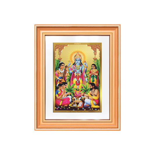 Lord Satyanarayana | Divine Form of Truth and Prosperity Wall & Tabletop Frame in 24K Gold Plated Foil