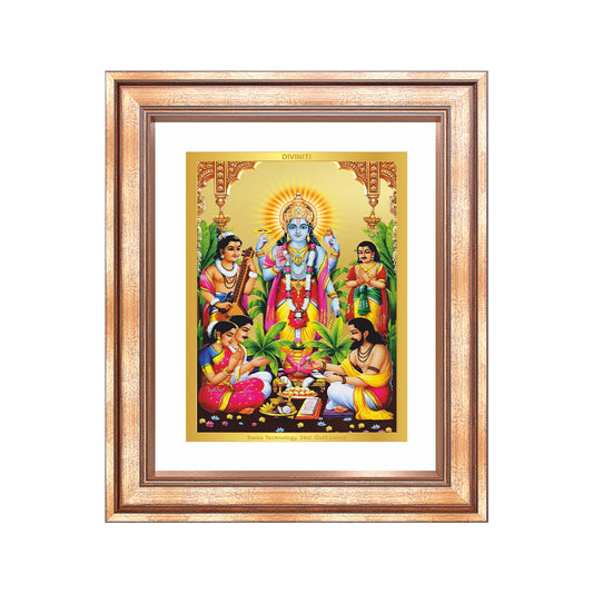 Lord Satyanarayana | Divine Form of Truth and Prosperity Wall & Tabletop Frame in 24K Gold Plated Foil