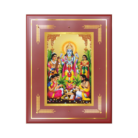 Lord Satyanarayana | Divine form of Truth and Prosperity Wall Photo Frame in 24K Gold Plated Foil