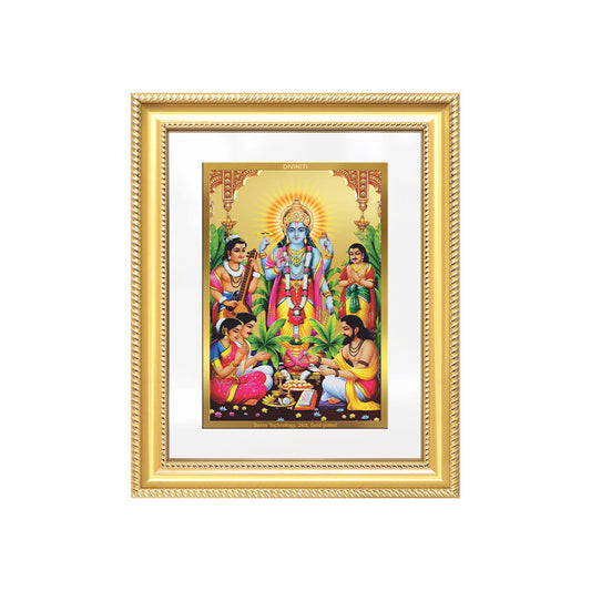 Lord Satyanarayana | Divine Form of Truth and Prosperity Wall & Tabletop Frame in 24K Gold Plated Foil
