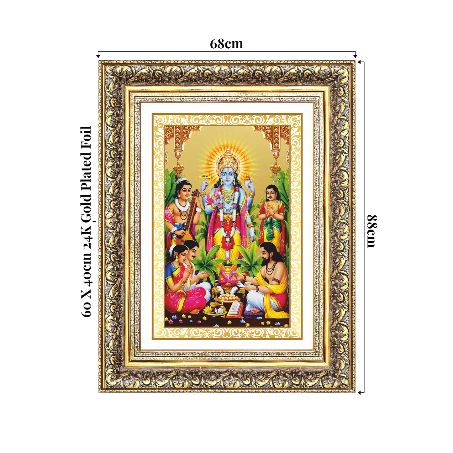 Lord Satyanarayana | Divine form of Truth and Prosperity Wall Photo Frame in 24K Gold Plated Foil