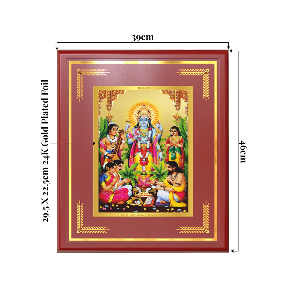Lord Satyanarayana | Divine Form of Truth and Prosperity Wall & Tabletop Frame in 24K Gold Plated Foil