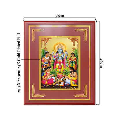 Lord Satyanarayana | Divine Form of Truth and Prosperity Wall & Tabletop Frame in 24K Gold Plated Foil