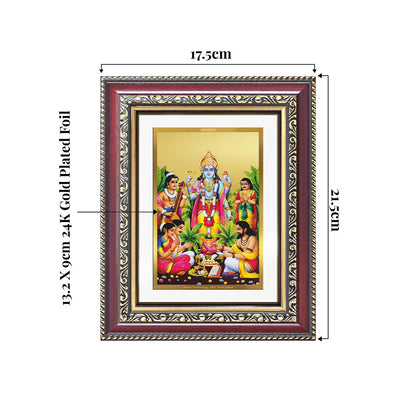 Lord Satyanarayana | Divine of Truth and Prosperity Wall and Tabletop Photo Frame in 24K Gold Plated Foil