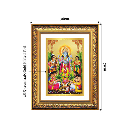 Lord Satyanarayana | Divine form of Truth and Prosperity Wall Photo Frame in 24K Gold Plated Foil