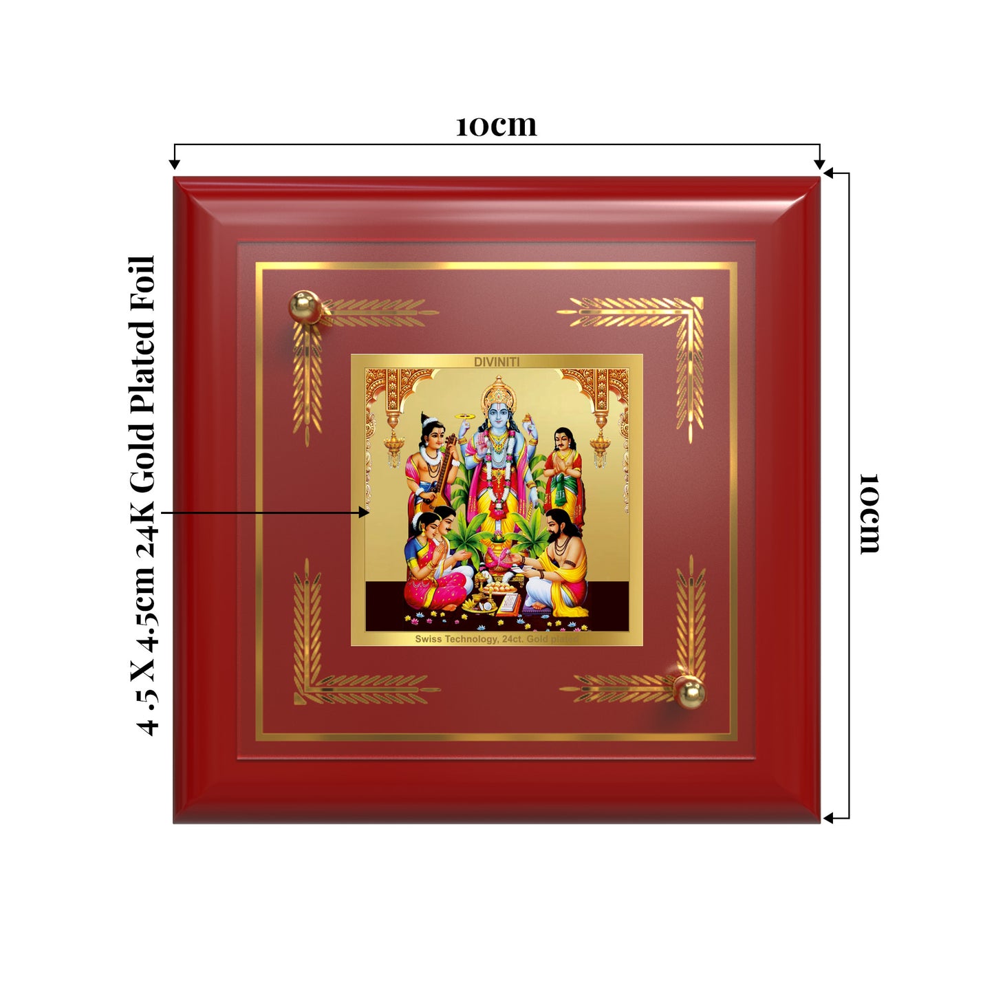 Lord Satyanarayana | Divine Form of Truth and Prosperity Tabletop Frame in 24K Gold Plated Foil