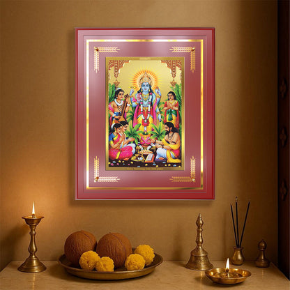 Lord Satyanarayana | Divine Form of Truth and Prosperity Wall & Tabletop Frame in 24K Gold Plated Foil
