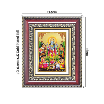 Lord Satyanarayana Devotional Wall & Tabletop Frame for Home & Temple in 24K Gold Plated Foil