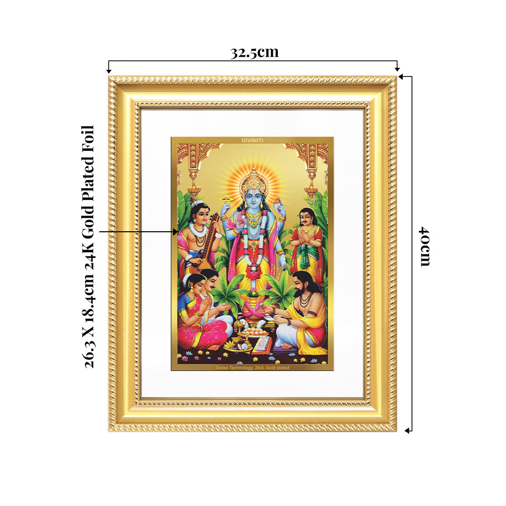 Lord Satyanarayana | Divine Form of Truth and Prosperity Wall & Tabletop Frame in 24K Gold Plated Foil