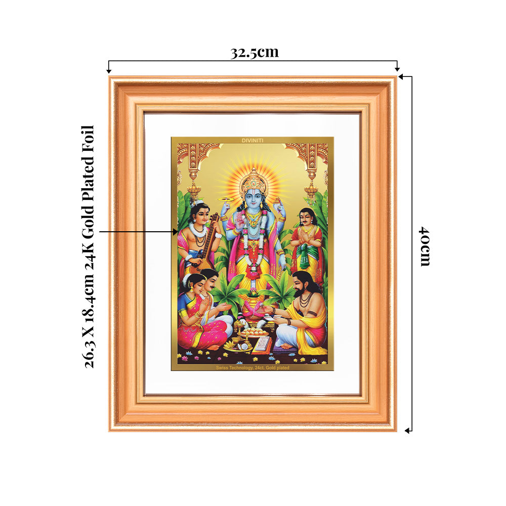 Lord Satyanarayana | Divine Form of Truth and Prosperity Wall & Tabletop Frame in 24K Gold Plated Foil