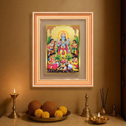 Lord Satyanarayana | Divine Form of Truth and Prosperity Wall & Tabletop Frame in 24K Gold Plated Foil