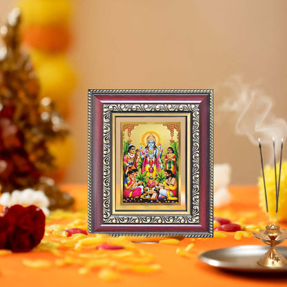 Lord Satyanarayana Devotional Wall & Tabletop Frame for Home & Temple in 24K Gold Plated Foil