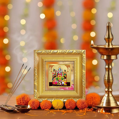 Lord Satyanarayana | Divine Form of Truth and Prosperity Tabletop Frame in 24K Gold Plated Foil