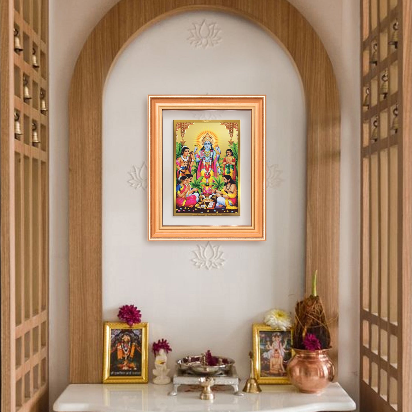 Lord Satyanarayana | Divine Form of Truth and Prosperity Wall & Tabletop Frame in 24K Gold Plated Foil
