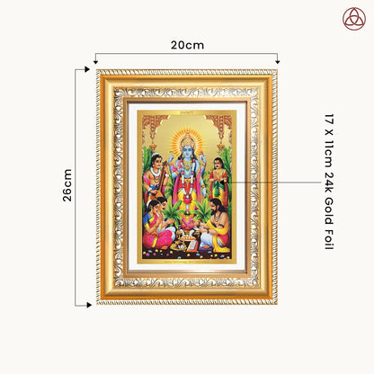 Lord Satyanarayana | Divine form of Truth and Prosperity Wall & Tabletop Photo Frame in 24K Gold Plated Foil
