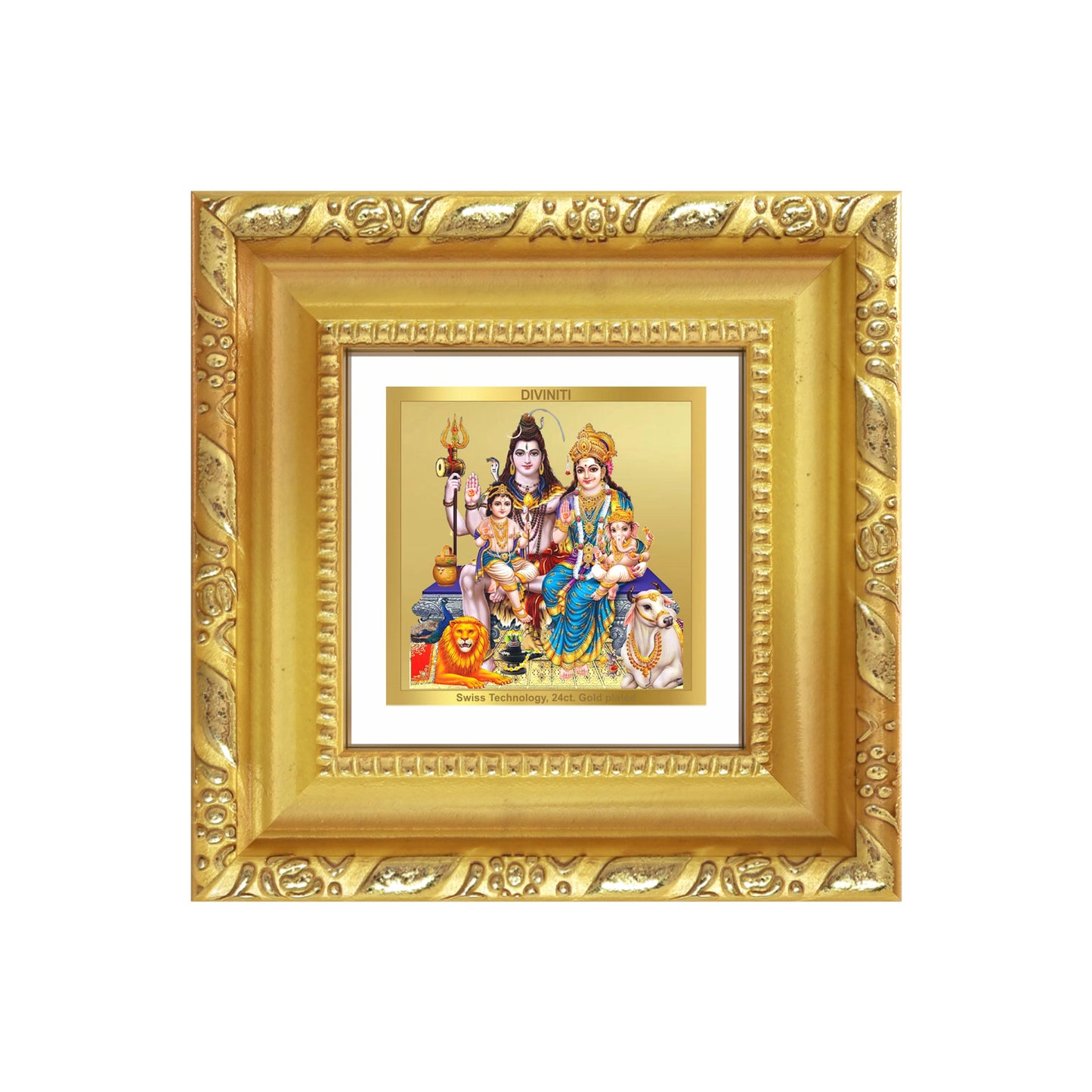 Shiva Parivar | Divine Family of Lord Shiva Tabletop Frame in 24K Gold Plated Foil