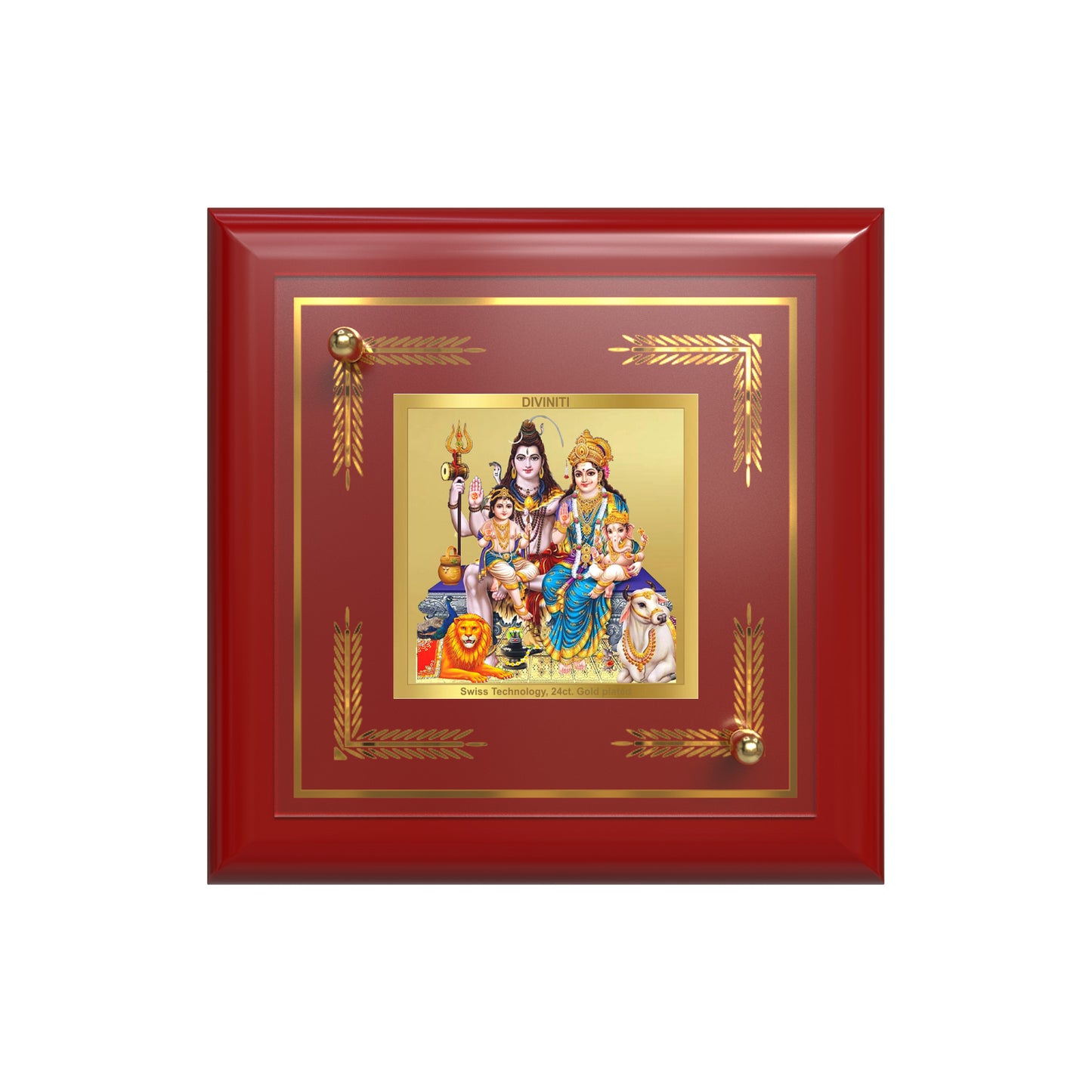 Shiva Parivar | Divine Family of Lord Shiva Tabletop Frame in 24K Gold Plated Foil