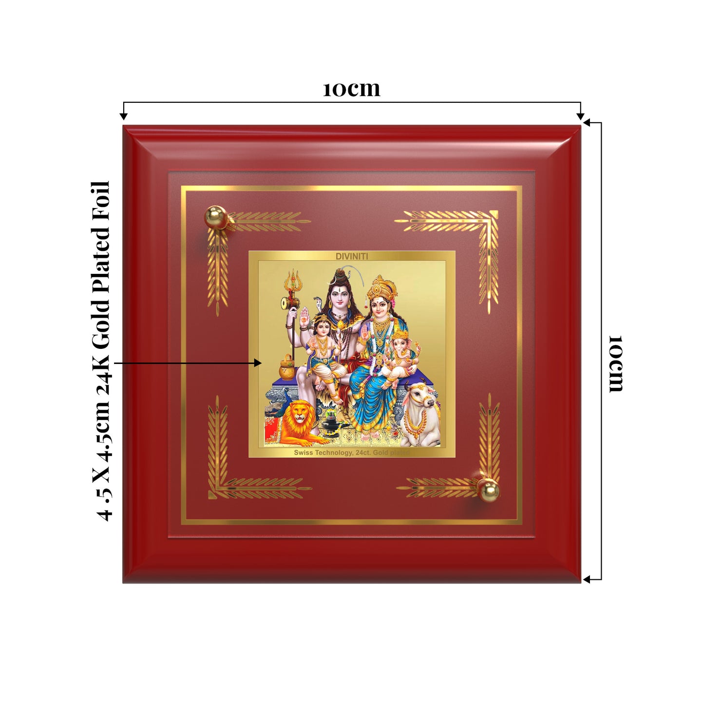 Shiva Parivar | Divine Family of Lord Shiva Tabletop Frame in 24K Gold Plated Foil