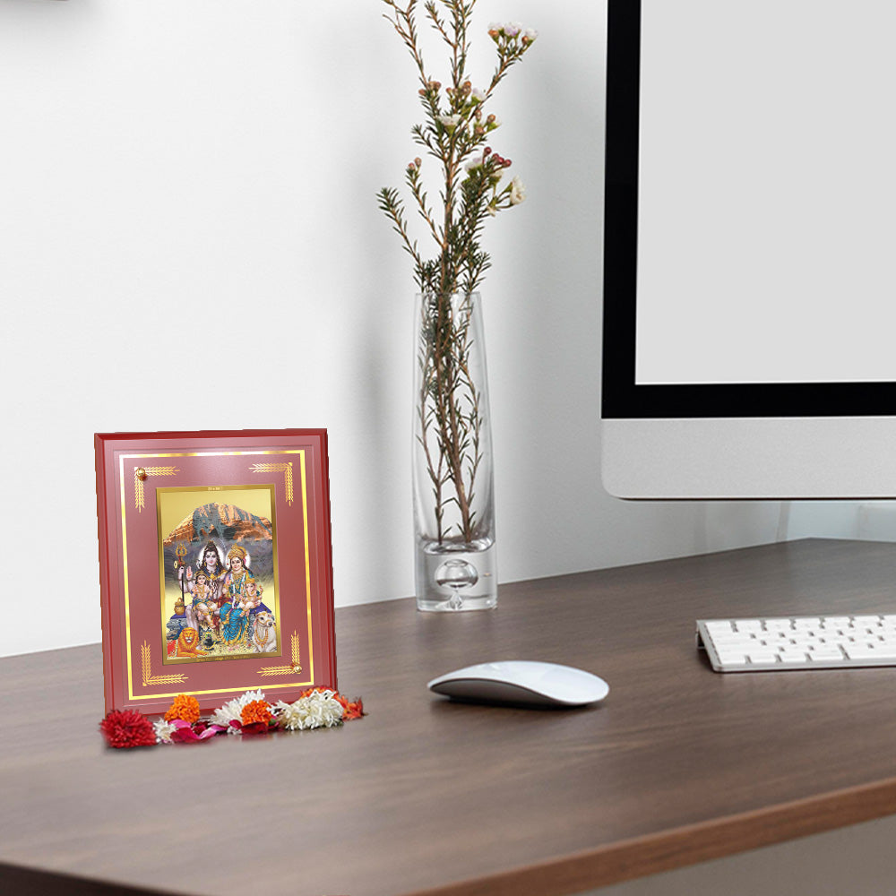 Shiva Parivar | Divine Family of Lord Shiva Wall and Tabletop Photo Frame in 24K Gold Plated Foil