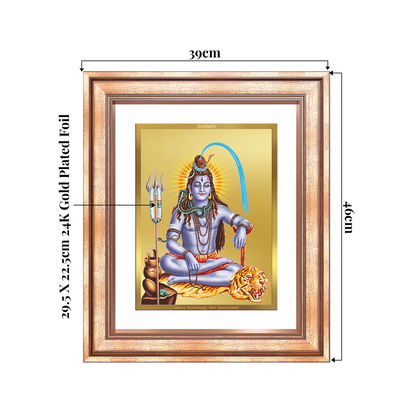 Lord Shiva | Mahadev  The Supreme Consciousness Wall Mount Photo Frame in 24K Gold Plated Foil