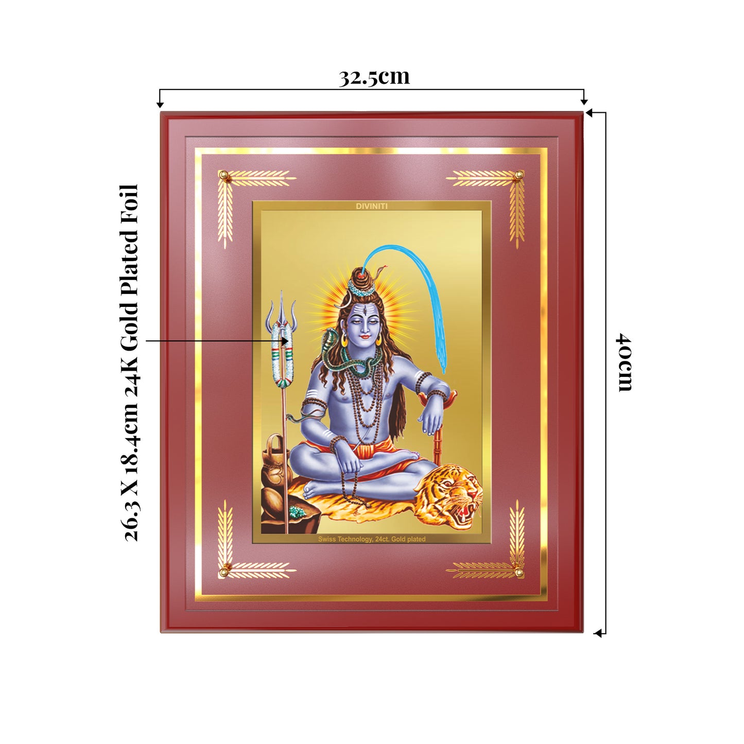 Lord Shiva | Mahadev The Supreme Consciousness Wall Mount Photo Frame in 24K Gold Plated Foil