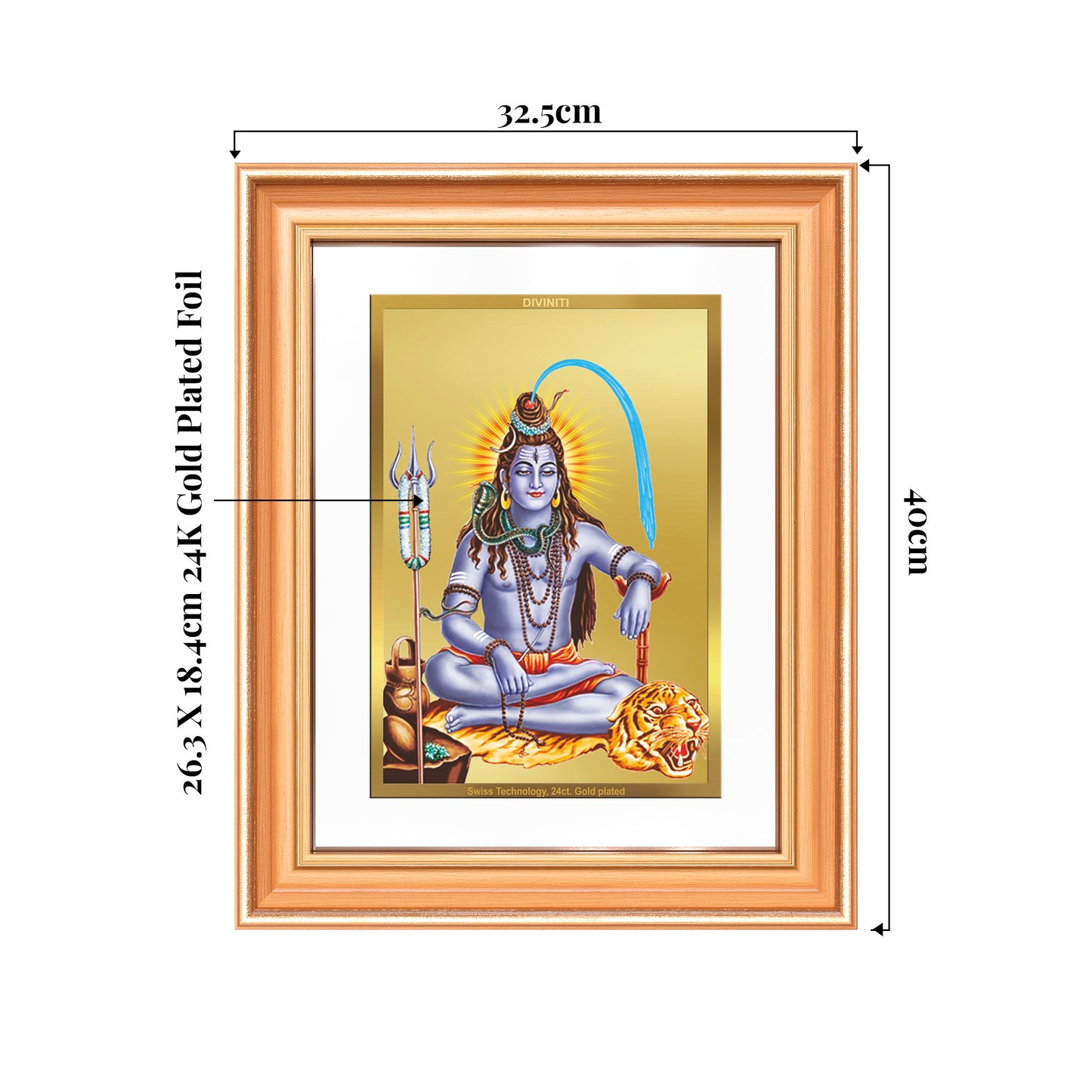 Lord Shiva | Mahadev  The Supreme Consciousness Wall Mount Photo Frame in 24K Gold Plated Foil