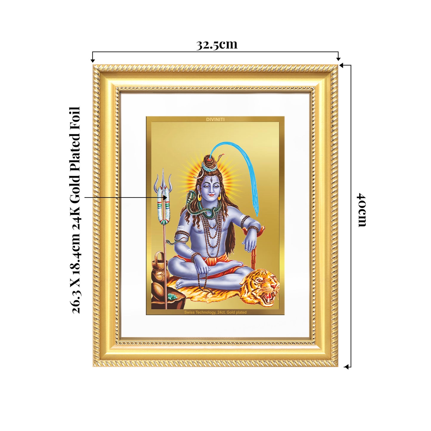 Lord Shiva | Mahadev The Supreme Consciousness Wall Mount Photo Frame in 24K Gold Plated Foil