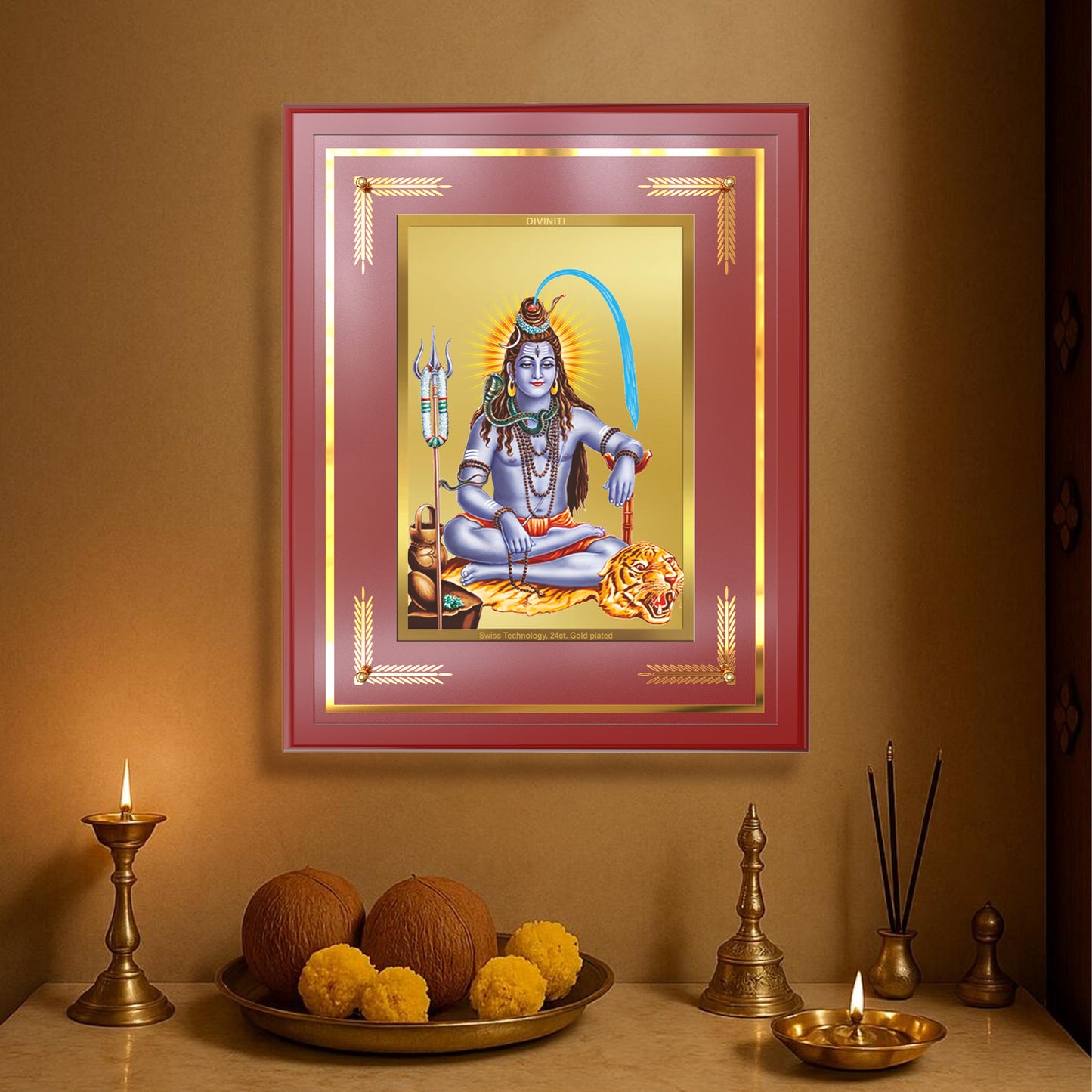 Lord Shiva | Mahadev The Supreme Consciousness Wall Mount Photo Frame in 24K Gold Plated Foil
