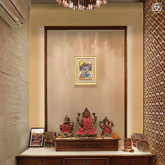 Shiva Parivar | Divine Family of Lord Shiva Wall Photo Frame in 24K Gold Plated Foil