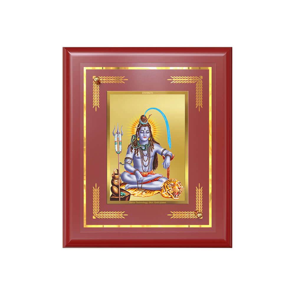 Lord Shiva Mahadev Devotional Wall & Tabletop Frame in 24K Gold Plated Foil