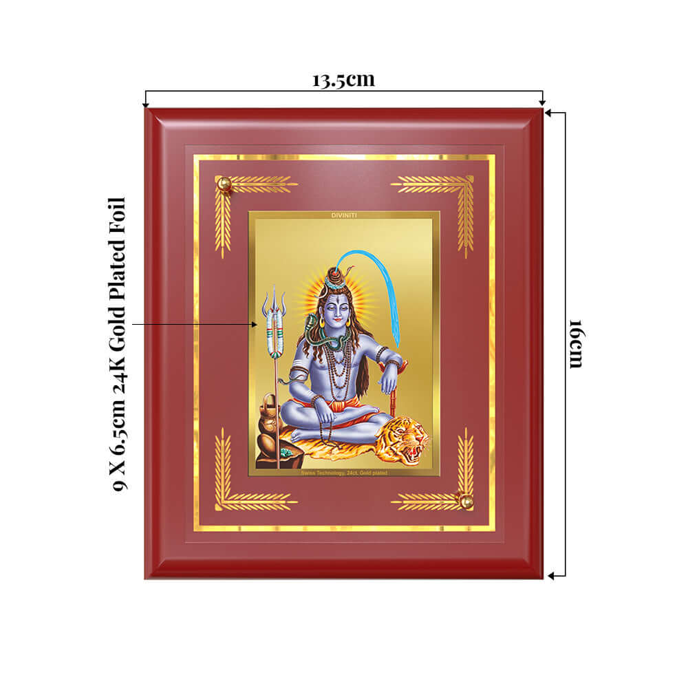 Lord Shiva Mahadev Devotional Wall & Tabletop Frame in 24K Gold Plated Foil