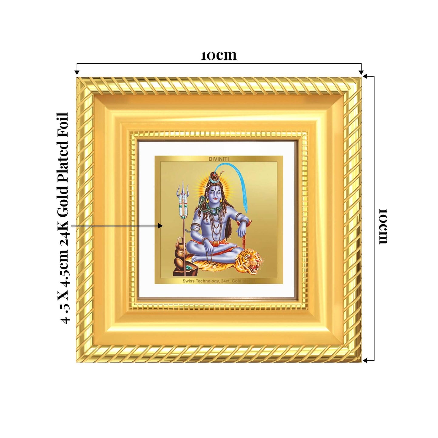 Shiva Tabletop Frame in 24K Gold Plated Foil Showing dimensions