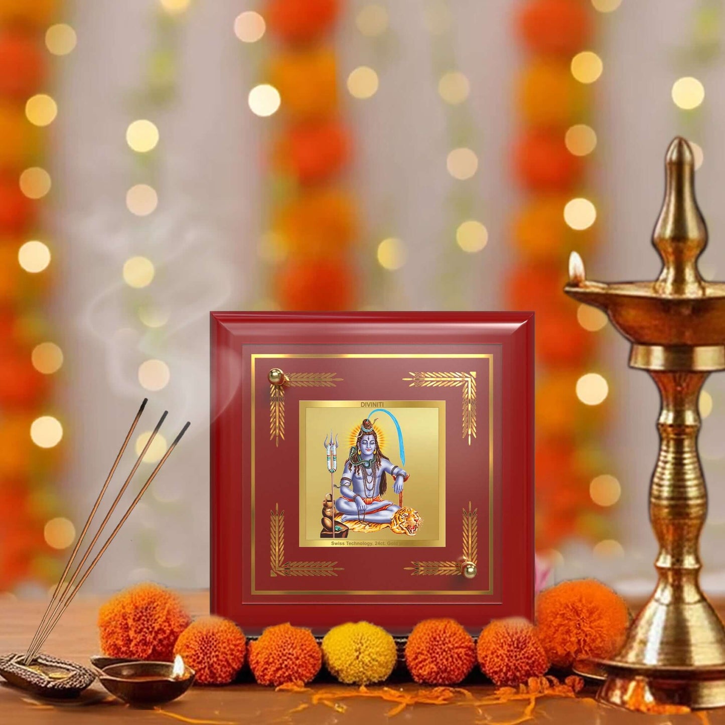 Shiva | Lord of Destruction & Transformation | Mahadev For Tabletop Frame in 24K Gold Plated Foil
