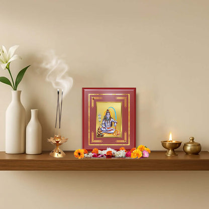 Lord Shiva Mahadev Devotional Wall & Tabletop Frame in 24K Gold Plated Foil
