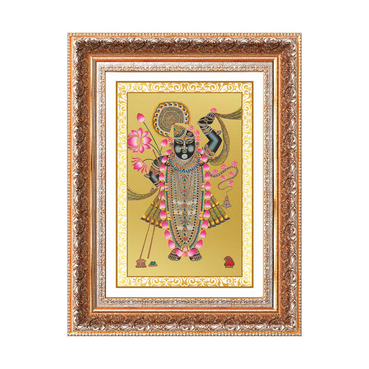 Lord Shrinathji | Divine form of Krishna from Nathdwara Wall Mount Photo Frame in 24K Gold Plated Foil