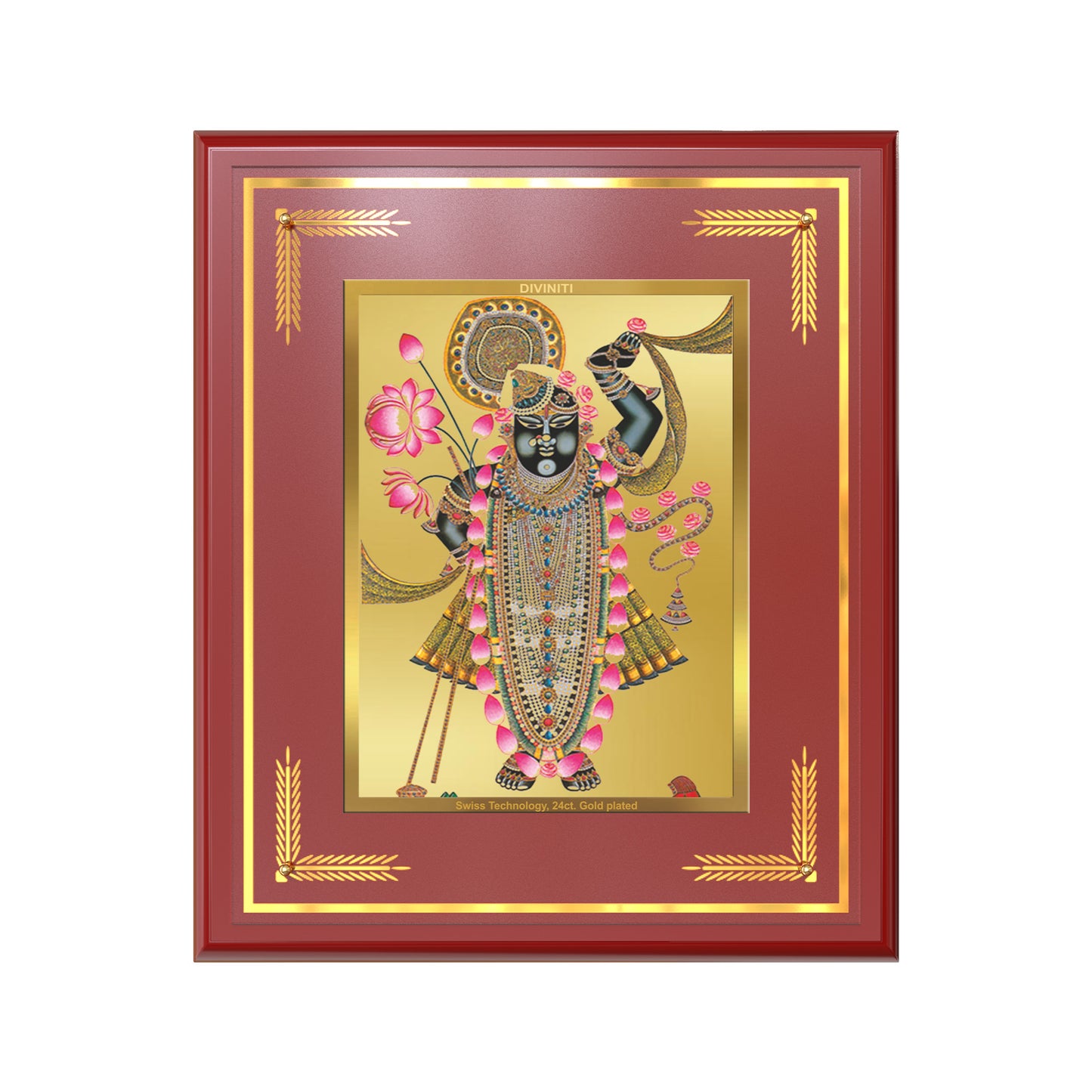 Lord Shrinathji | Divine form of Krishna from Nathdwara Wall Mount Photo Frame in 24K Gold Plated Foil