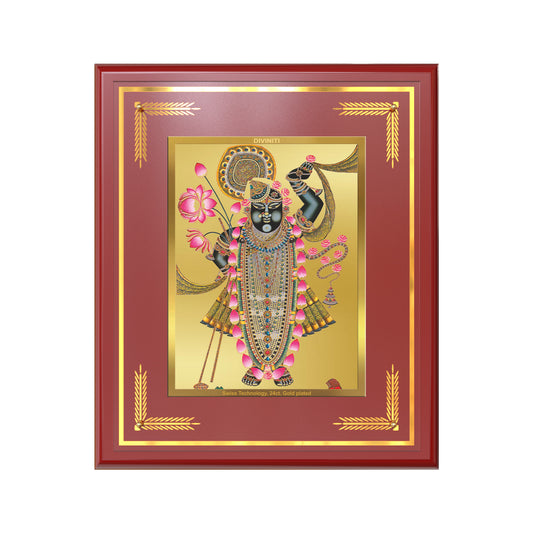 Lord Shrinathji | Divine form of Krishna from Nathdwara Wall Mount Photo Frame in 24K Gold Plated Foil