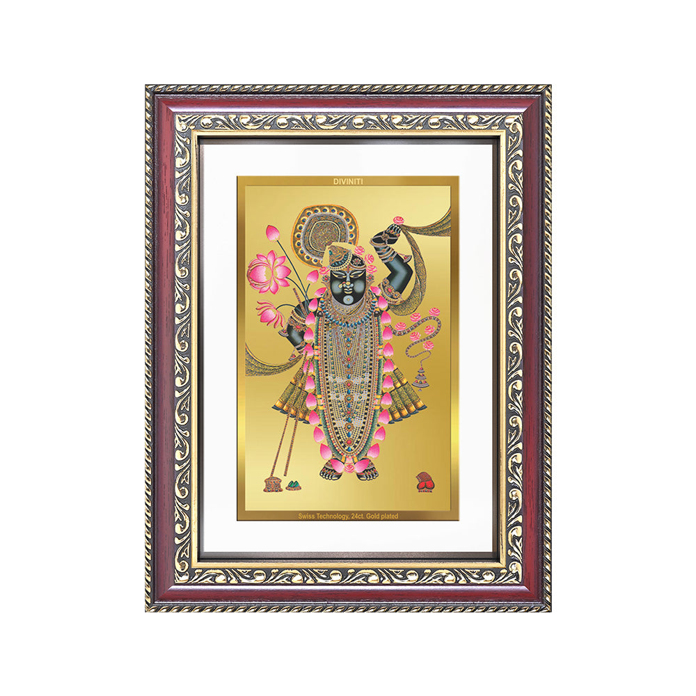 Lord Shrinathji | Divine of Krishna Wall and Tabletop Photo Frame in 24K Gold Plated Foil