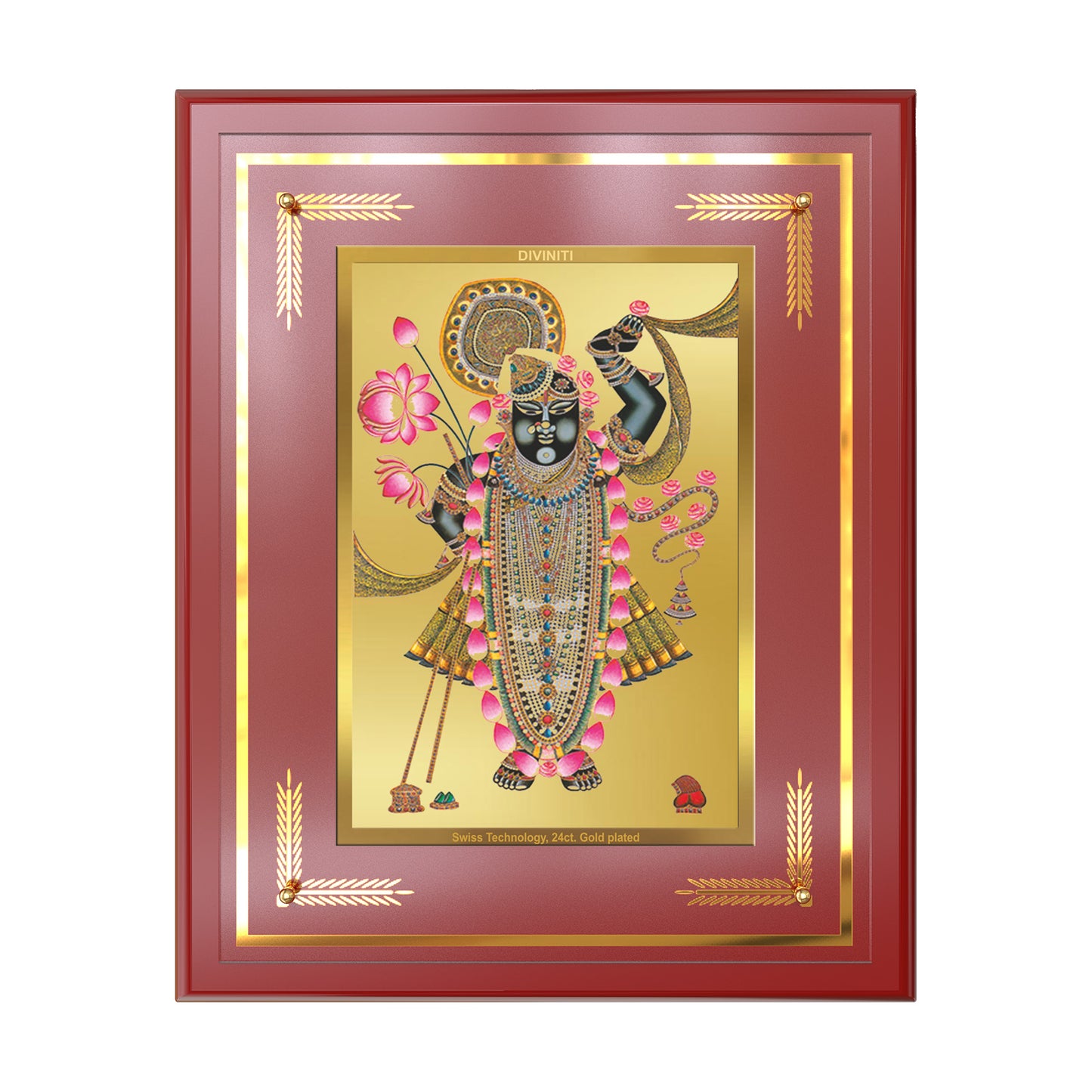 Lord Shrinathji | Divine form of Krishna from Nathdwara Wall Mount Photo Frame in 24K Gold Plated Foil