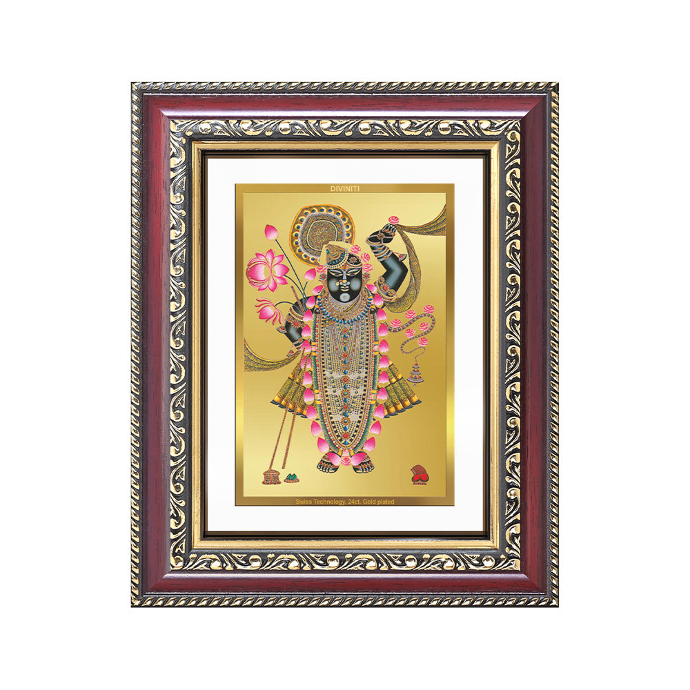 Lord Shrinathji | Divine of Krishna Wall and Tabletop Photo Frame in 24K Gold Plated Foil