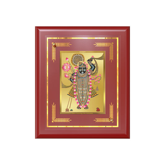 Lord Shrinathji | Divine Form of Krishna from Nathdwara Wall & Tabletop Frame in 24K Gold Plated Foil