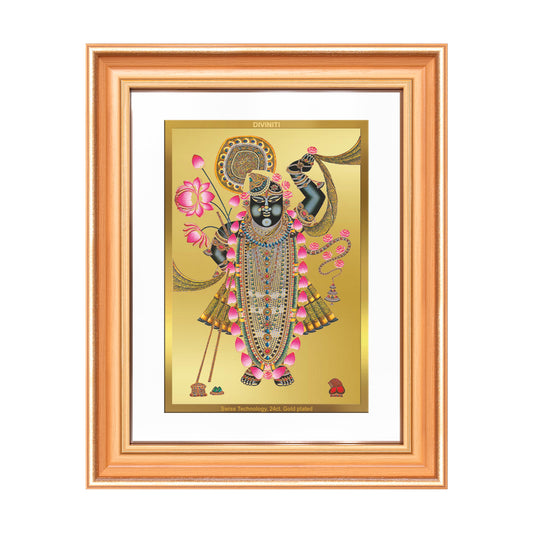 Lord Shrinathji | Divine form of Krishna from Nathdwara Wall Mount Photo Frame in 24K Gold Plated Foil