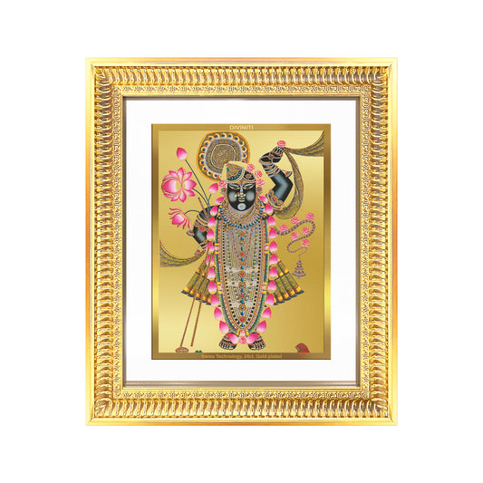Lord Shrinathji | Divine form of Krishna from Nathdwara Wall Mount Photo Frame in 24K Gold Plated Foil