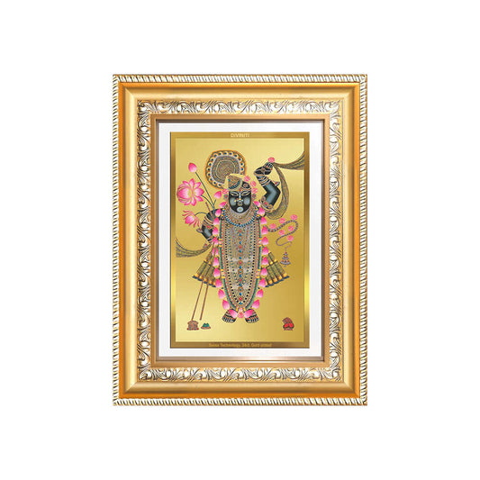 Lord Shrinathji | Divine of Krishna Wall and Tabletop Photo Frame in 24K Gold Plated Foil