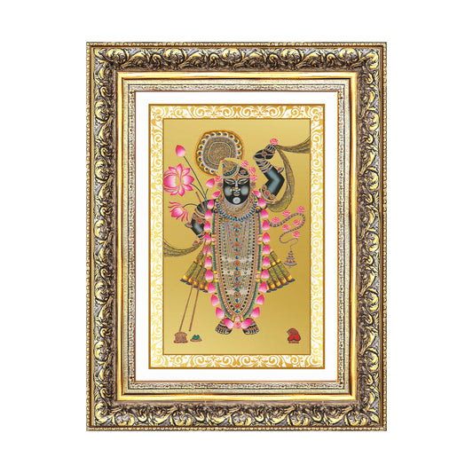 Lord Shrinathji | Divine form of Krishna from Nathdwara Wall Mount Photo Frame in 24K Gold Plated Foil